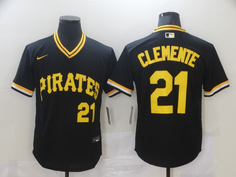 Men's Pittsburgh Pirates #21 Roberto Clemente Black Cool Base Stitched MLB Jersey